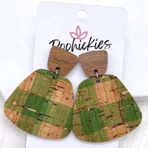 2" Walnut & Cork Dangle Earrings